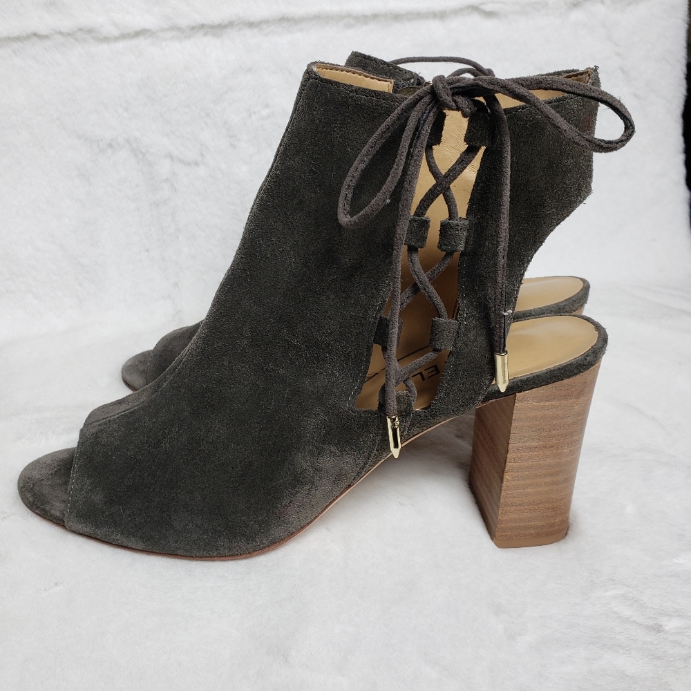 Vaneli Grey Peeptoe Block Heel Sandal Size 10N
